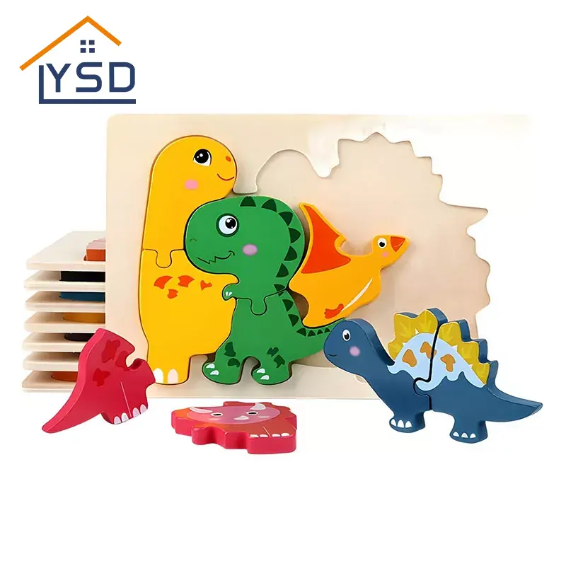 Puzzle éducatif en bois pour enfants, animaux de dessin animé